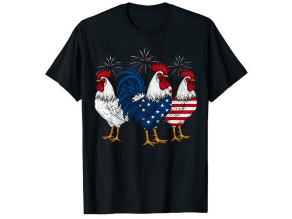 Patriotic Chicken USA 4th of July T-Shirt Graphics Freebies