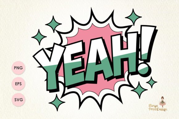 Retro Comic Style YEAH T-shirt Design Graphics