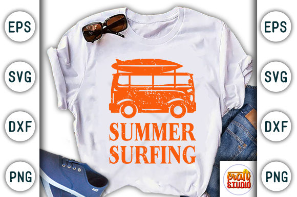Summer Surfing, Summer Beach Graphics for T-Shirt Designs